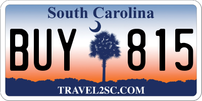 SC license plate BUY815