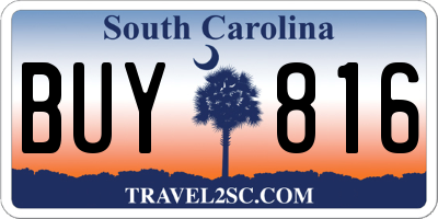 SC license plate BUY816