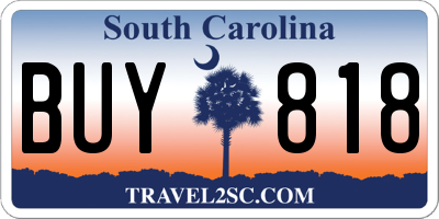 SC license plate BUY818