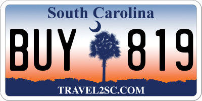 SC license plate BUY819