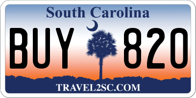 SC license plate BUY820