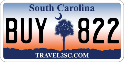 SC license plate BUY822