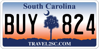 SC license plate BUY824