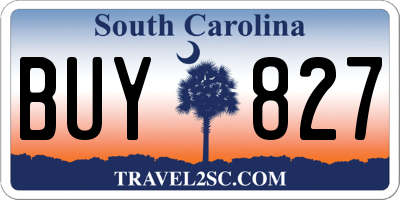 SC license plate BUY827