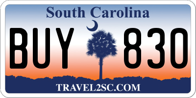 SC license plate BUY830