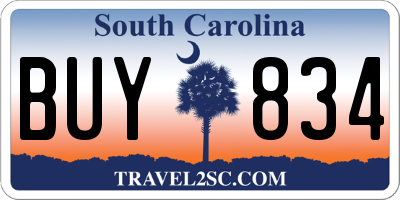 SC license plate BUY834