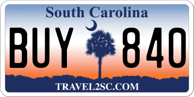 SC license plate BUY840