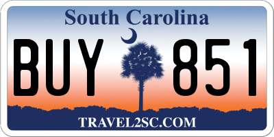 SC license plate BUY851