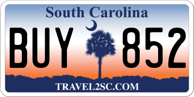SC license plate BUY852