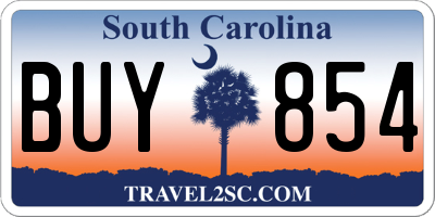 SC license plate BUY854