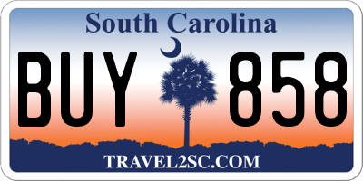 SC license plate BUY858