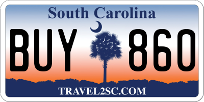 SC license plate BUY860