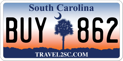 SC license plate BUY862