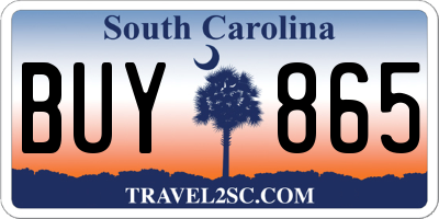 SC license plate BUY865