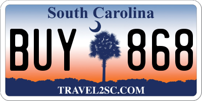 SC license plate BUY868