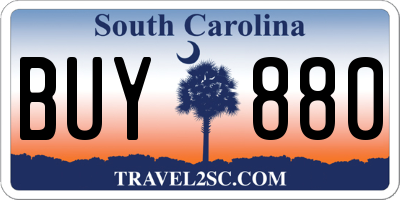 SC license plate BUY880