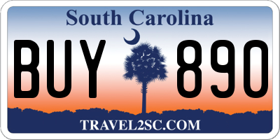 SC license plate BUY890