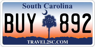 SC license plate BUY892