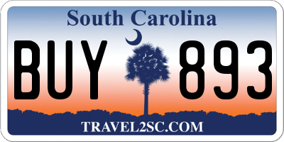 SC license plate BUY893