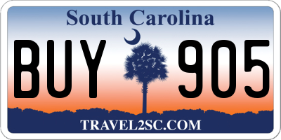 SC license plate BUY905