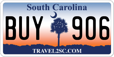 SC license plate BUY906