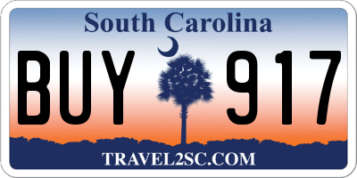 SC license plate BUY917