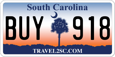 SC license plate BUY918