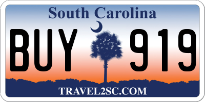 SC license plate BUY919