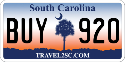 SC license plate BUY920