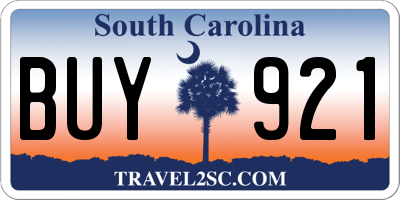 SC license plate BUY921