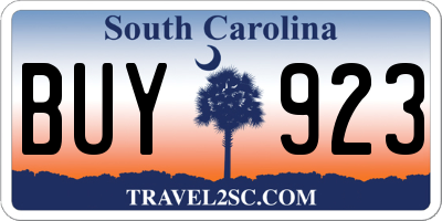 SC license plate BUY923