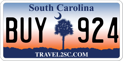 SC license plate BUY924
