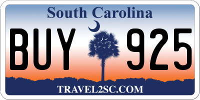 SC license plate BUY925