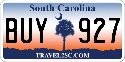 SC license plate BUY927