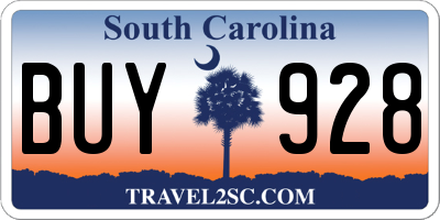 SC license plate BUY928