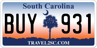 SC license plate BUY931