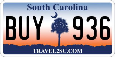 SC license plate BUY936