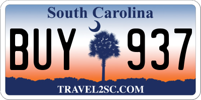 SC license plate BUY937