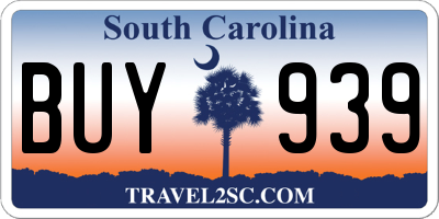 SC license plate BUY939