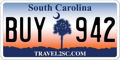 SC license plate BUY942