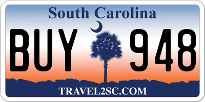 SC license plate BUY948