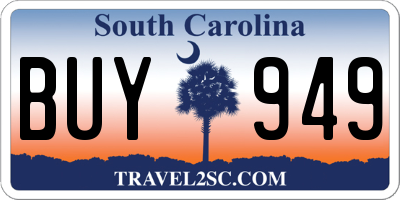 SC license plate BUY949