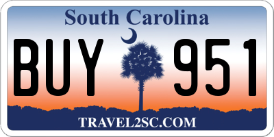SC license plate BUY951