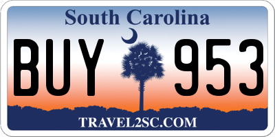 SC license plate BUY953