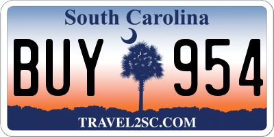 SC license plate BUY954
