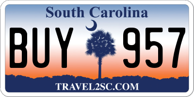 SC license plate BUY957