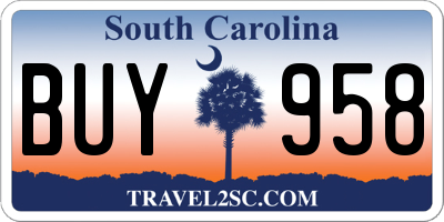 SC license plate BUY958