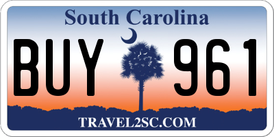 SC license plate BUY961