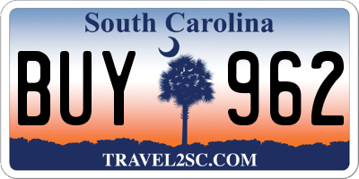 SC license plate BUY962