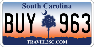 SC license plate BUY963